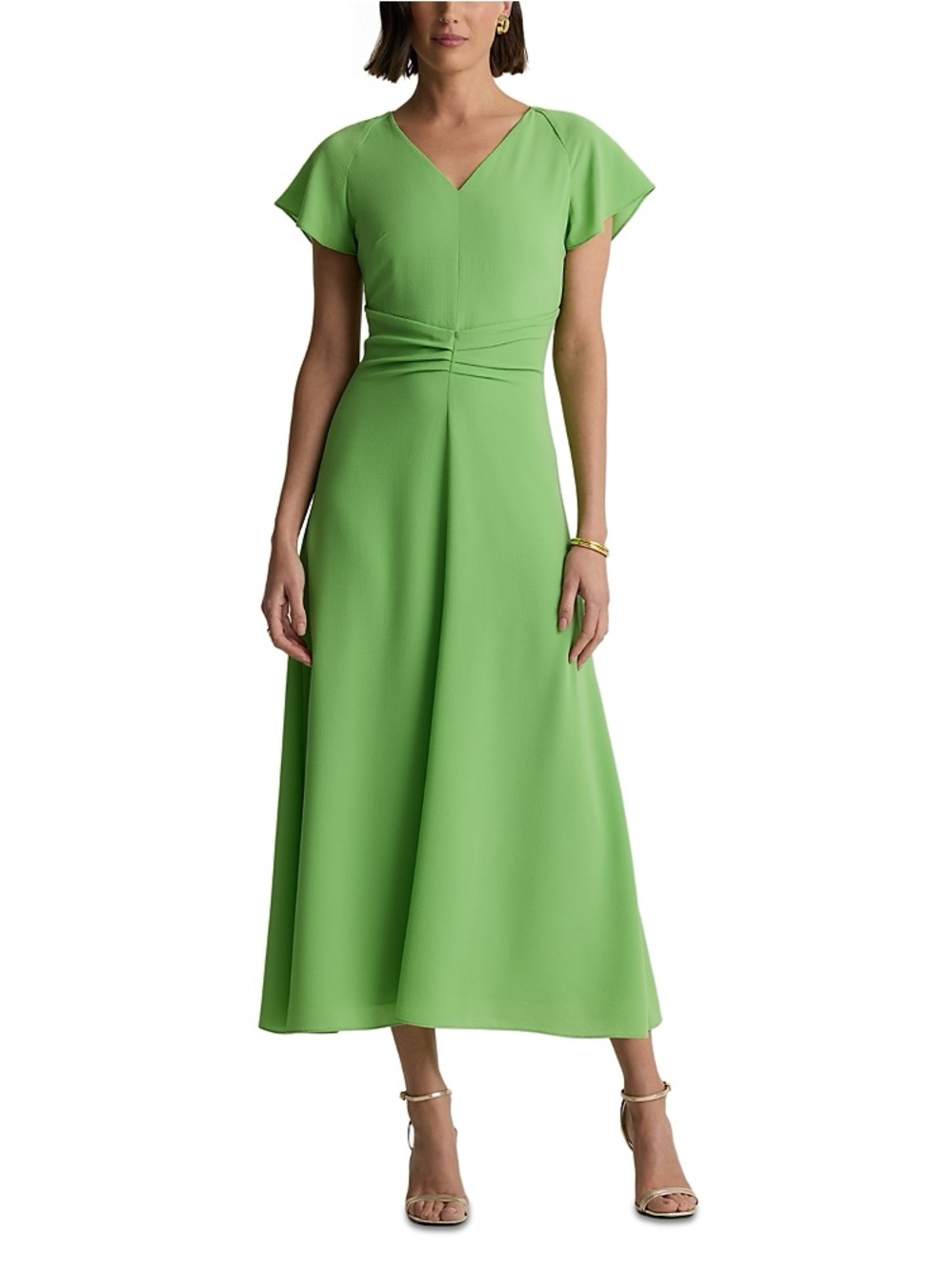 St. John Green V-Neck Dress